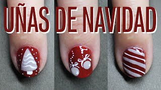 Uñas de Navidad 2021 con solo 3 colores | Diseños de Uñas