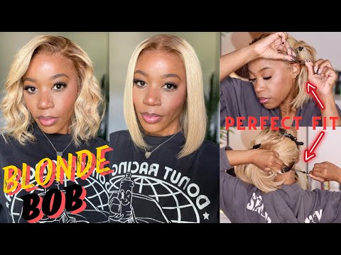 WIG TUTORIAL: How To Make Your Lace Fit Perfect | GLUELESS install, 13x6 Blonde BOB Ft. MYFIRSTWIG