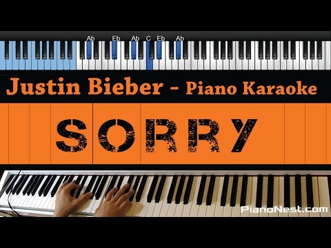 Justin Bieber – Sorry – LOWER Key (Piano Karaoke / Sing Along)