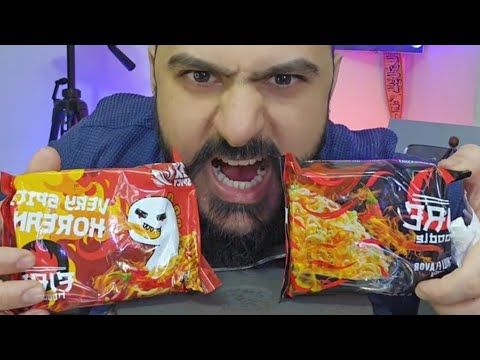 تحضير و موكبانغ نودلز كوري حار مع نقانق اللحم نار وشرار Spicy Korean Mukbang Noodles