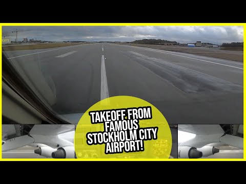 Instruments & Scenic outside Views! Takeoff from famous Stockholm City Airport! [AirClips]