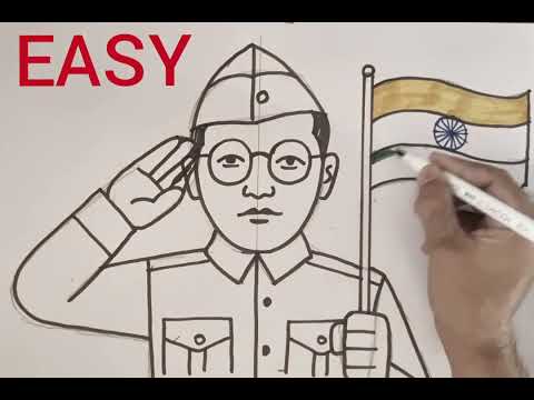 Netaji Subhash Chandra Bose drawing | Independence day drawing | Freedom fighter drawing