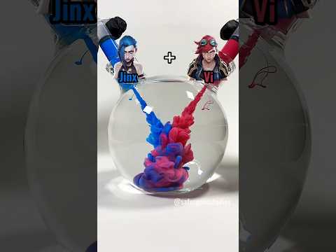 What color do Arcane characters make when mixed? #arcane #satisfying #colormixing #jinx #vi #colors