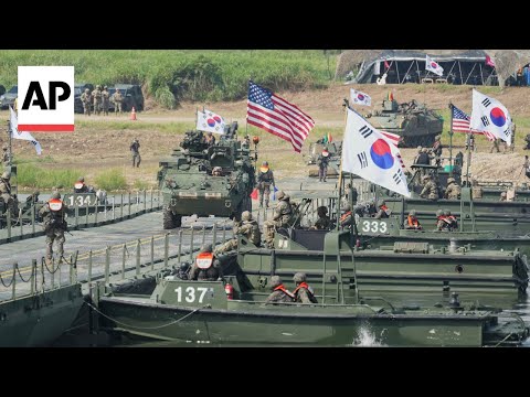 YouTube video thumbnail: South Korea and US Militaries Hold Water Crossing Drill in Annual Exercise