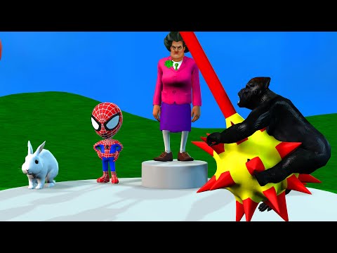 Animals Animation Cow, Pig, Rabbit, Gorilla, Miss T and Spidey