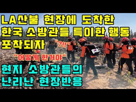 LA산불 현장에 도착한 한국 소방관들 특이한 행동 포착되자 현지 소방관들의 난리난 현장반응