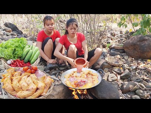 Yummy! Chicken head salad cooking Tasty food for dinner, Survival cooking