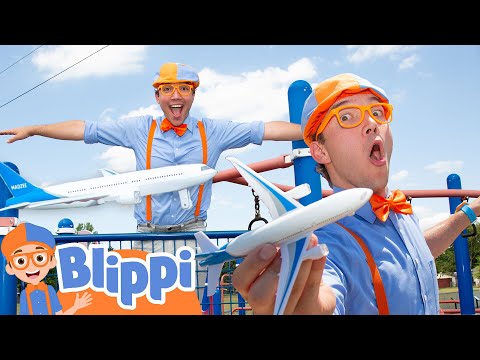 The Floor is Lava! Can Blippi Pretend to Be an Airplane? | Swing, Play, and Collect Airport Pieces!