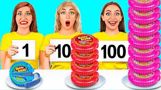 100 खाद्य परतें चुनौती | भोजन के साथ रसोई की लड़ाई Multi DO Food Challenge