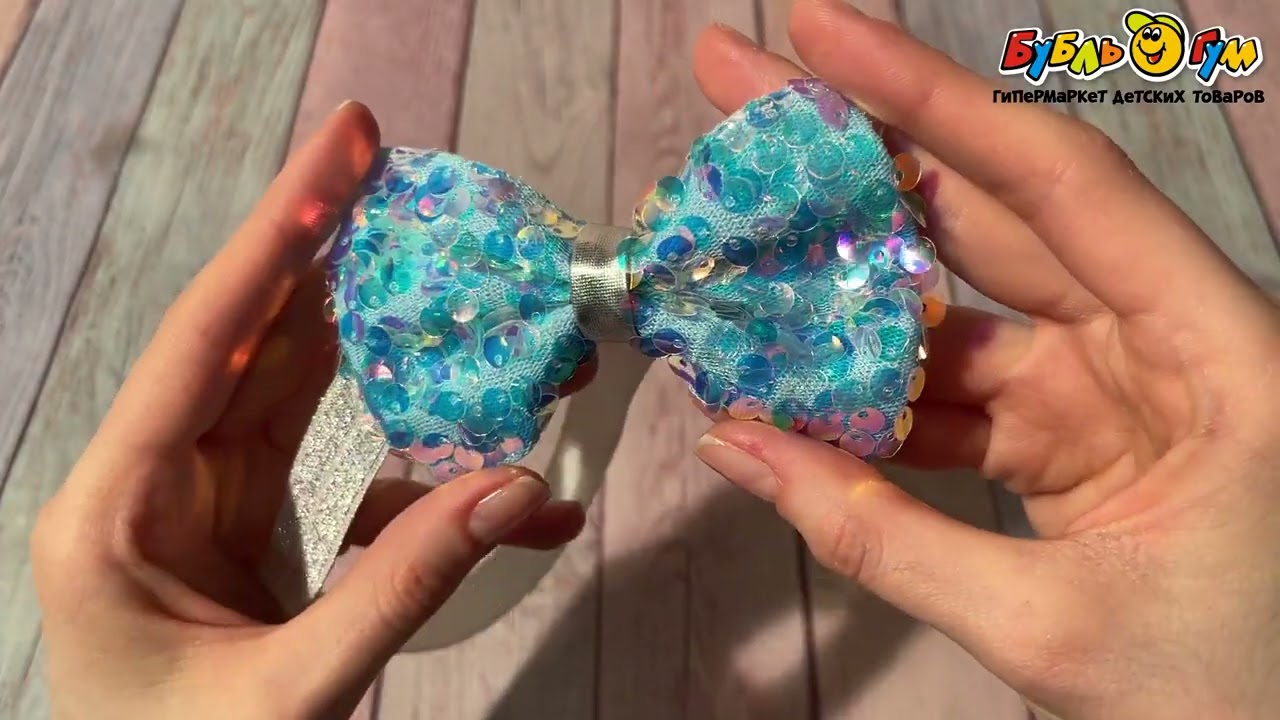 Повязка на голову Бантик с пайетками  - видео