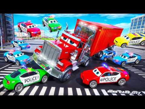 Massive Transport Truck 🚛 vs Police Cars🚓: 😱 Epic Rescue Mission Adventure - Hero Cars Episode!