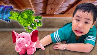 Jolie & Johnny with Spooky Monster Night Adventure. What's Hiding under Bed ?