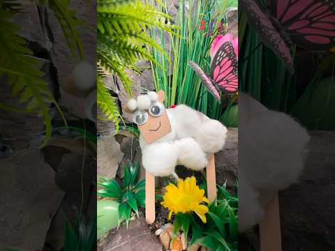 DIY Sheep 🐑 Wooden Popsicle Craft for Kids Easy Animal Craft at Home #diy #craft #craftyfun #kids