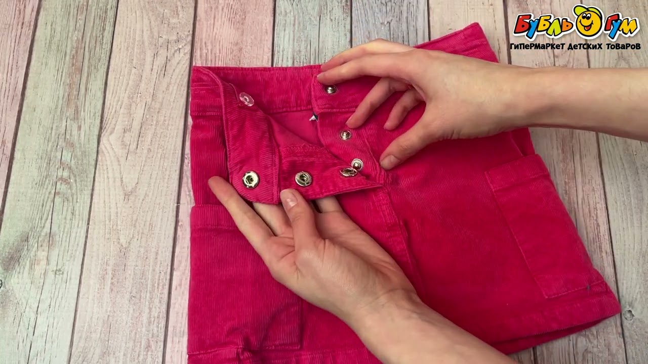 Юбка Lanson Kids однотонная с пуговицами ярко-розовая - видео