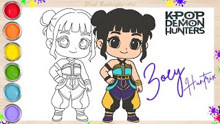 KPop Demon Hunters : Chibi Zoey Huntrix Easy Drawing  For Kids and Toddlers | Chibi Coloring Book