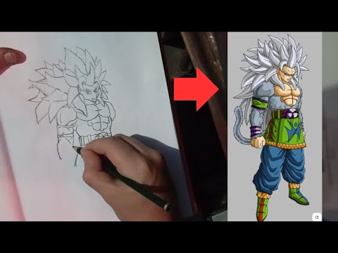 Goku Super Sayadin 5 - Desenhando a mão