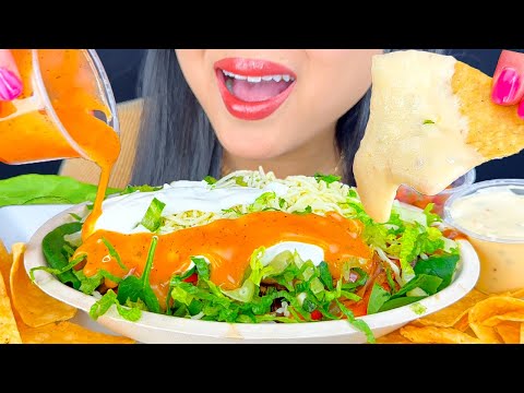 ASMR GIANT BURRITO BOWL WITH CHEESE & CHIPS | MUKBANG | ASMR Phan