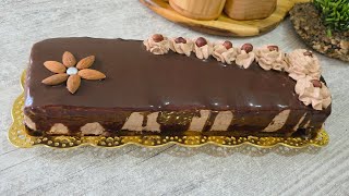 كيكة الشكولاطة فالمول الاسطوري 10×30 بجينواز 3×3 مع كريمة بذوقين بدون جيلاتين ولا كريمة بنتها إدمان😋