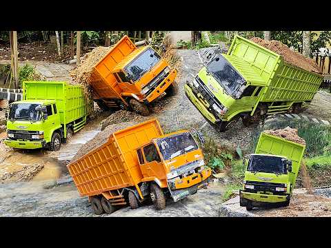 AKSI HEROIK Truk Hino 500 Ranger Truk Fuso 220Ps Truk Pasir TERGULING Truk Laka Lintas RC Truk Oleng
