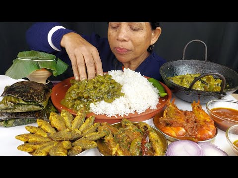 ASMR FOOD EATING SHOW FISH , SHRIMP , VEGETABLE MUKBANG