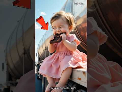 A baby girl takes all her chocolate to her grandma’s house through truck 😨 #baby #ai #shorts #cute