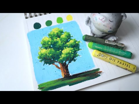 How to draw a realistic tree - oil pastel drawing technique