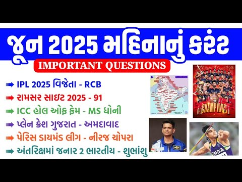 June Current Affairs 2025 | June 2025 Monthly Current Affairs | Current Affairs in Gujarati