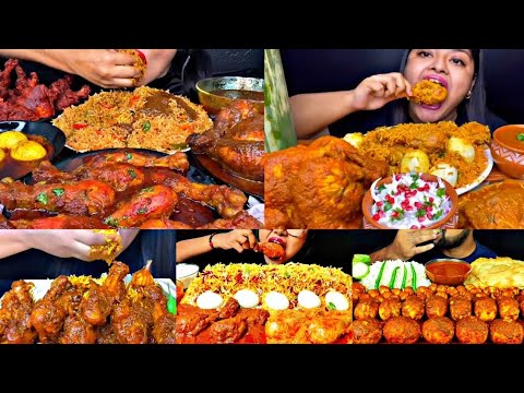 ASMR EATING SPICY CHICKEN BIRYANI WITH CHICKEN CURRY, EGG S | BEST INDIAN FOOD MUKBANG|Foodie India|