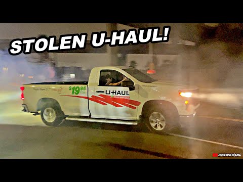 Stolen U-HAUL Doing Donuts & Burnout, Almost Crashed!