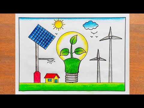 Save Energy Drawing / World Energy Conservation Day Poster Drawing / Save Energy Poster Drawing Easy