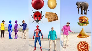 Purple & blue alien head & animals names vs eating foods & Mahadev - Vfx magic live