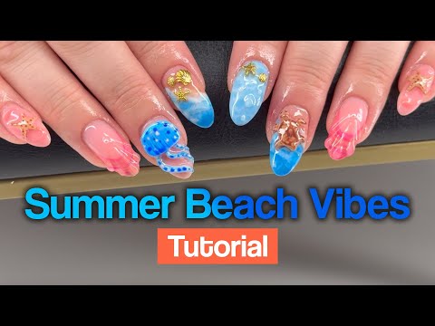 🪸 3D Ocean Nail Art Tutorial | Jellyfish, Turtle, Coral, & More | Full Acrylic Set