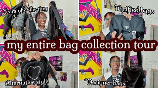 My entire bag collection tour | “designer bags”, alternative style, thrifted bags 