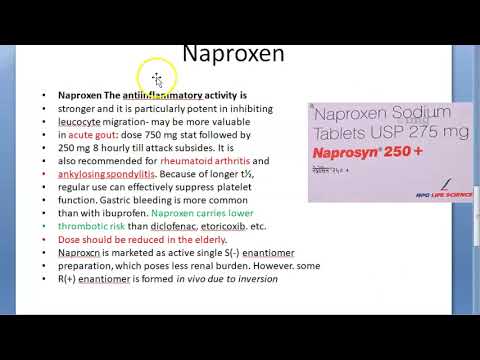 Pharmacology 234 NAPROXEN NSAID side effect Gout Arthritis Inflammation reduce