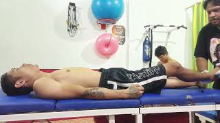 chiropractic  session for MMA worrier  ankle release