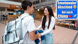 Abschied von Johann 😭✈️ 15 Std Flug nach China & Upgrade Business Class Überraschung | Mamiseelen