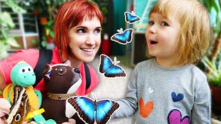 New family fun adventures! Bianca and mom go to the butterfly garden and feed animals on the farm.