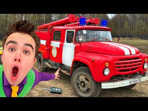 Mr. Joe found Car Keys on Fire Truck in Car Wash - Educational Video for Kids with FireMan on Camaro