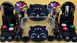 BLACK SLIME. Mixing makeup and glitter into Clear Slime. Satisfying Slime Videos 2160p.