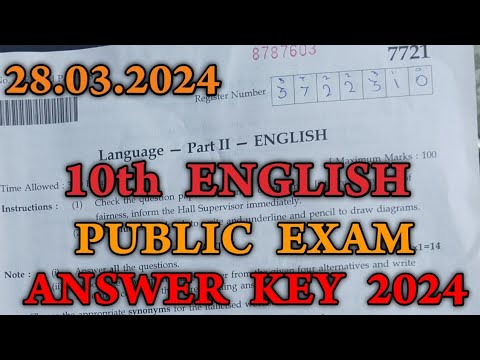 10th English Public Answer Key 2024 | 10th english public exam answer key 2024