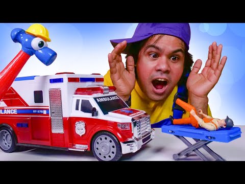 Ops, quebrou ambulância de brinquedo! O trem saiu dos trilhos e se virou! 🔧 Socorro, mecânico!
