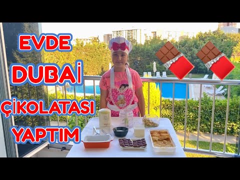 EVDE  DUBAİ ÇİKOLATASI YAPTIM 🍫🍫- Çilek Kız Elif - COOKING for kids