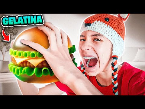 COMIDA DE GELATINA VS COMIDA DE VERDADE *qual é a comida mais gostosa?