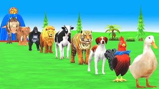 Paint Animals Duck,Chicken,Tiger,Cow,Lion,Gorilla,Elephant,Dinosaur Fountain Crossing Animal Game Ne
