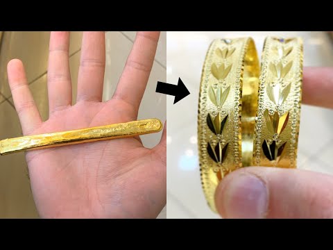 Making Solid Pure 24k Gold Bangles from a bar of Gold  | Jewelry Making | How it’s made | 4K Video