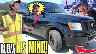 My "Work Van" BLEW HIS MIND!!! Insane Subwoofer Sound System & LOUD Car Audio BASS FLEX on 12 18s