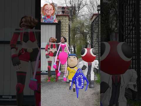 Chucky, Jeffy, HARLEY QUINN, Long Legs cloak invisibility #funny #shorts
