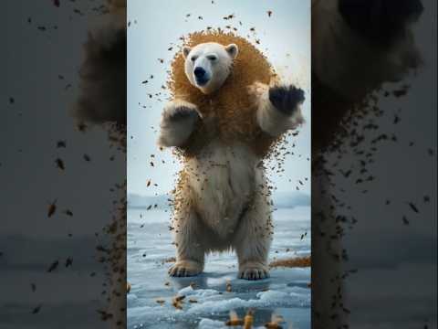 Polar bear trapped million of bee #polarbear #rescue #honeybee #shorts