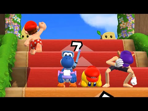 Step It Up Beach Battle - Mario vs Yoshi vs Kirby vs Waluigi | Mario Party 9