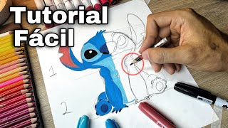 COMO dibujar a STITCH Paso a Paso FÁCIL 🩵